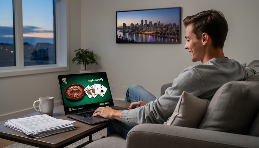 Person using smartphone to access online casino games at home
